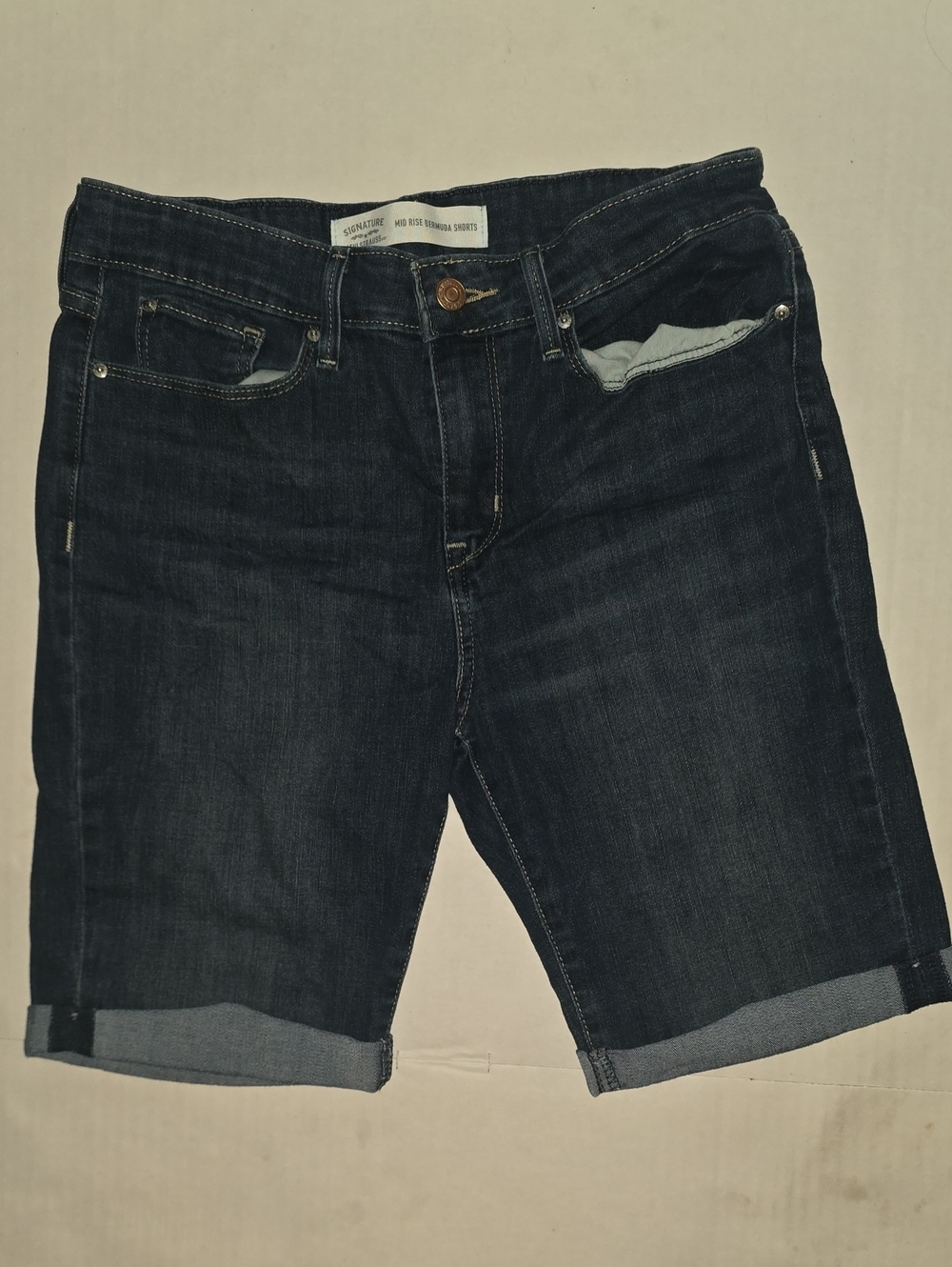 Signature by Levi Strauss Dark Wash Cuffed Denim Shorts